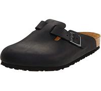 Birkenstock Boston Damen , Herren Clog Nubuckleder geölt 44, Schmal, Black