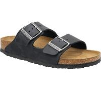 Birkenstock Arizona Damen Herren Pantolette Nubukleder geölt 44, Schmal, Black