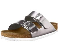 BIRKENSTOCK Arizona Leder-Sandalen unisex, Silber (Metallic-Silber Leder), 38.5/39 EU