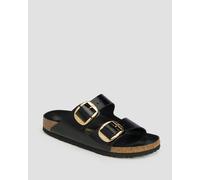 Birkenstock Arizona Natural Leather Patent Narrow Damen-pantoletten In Schwarz 1021476-hsb Schwarz 39