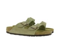 BIRKENSTOCK Arizona Nubukleder-Schlappen Damen und Herren Pantoletten Haus-Schuhe Made in Germany schmale Breite 352203 Braun 44