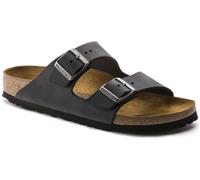 Birkenstock Arizona Damen Herren Pantolette Nubukleder geölt 37, Schmal, Black