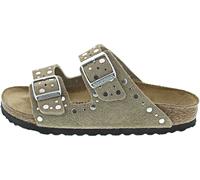 Birkenstock Arizona Rivet Border Pantolette taupe grau SCHMAL 1029390 - Größe 36