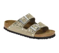 Birkenstock Arizona Rivet Border Pantolette taupe grau SCHMAL 1029390 - Größe 42