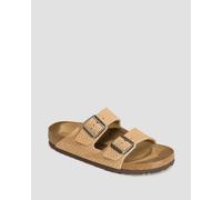 Birkenstock Arizona Suede Embossed Narrow Pantoletten Für Damen In Beige 1027066-ednb Beige 37