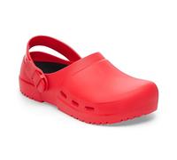 Birkenstock Birki Air 2.0 Unisex antistatischer Arbeitsschuh, PU-Clog mit Lüftungslöchern, Farbe: Active Red Größe 45