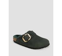 Birkenstock Boston Bb Shearling Narrow Pantoletten Für Damen In Grün 1028061-grun Grün 38