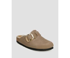 Birkenstock Boston Big Buckle Shearling Leoi Narrow Damen-pantoletten 1030444-tabacco-brown Beige 38