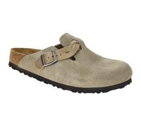 Birkenstock Boston Braided Pantolette grau Velour SCHMAL-WEIT 1026694 - Größe 40