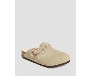 Birkenstock Boston Kids Leve Shearling Kinder-pantoletteb In Beige 1030480-taupe Beige 34