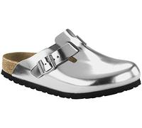BIRKENSTOCK Boston Metallic Silber Weichbettung Glattleder
