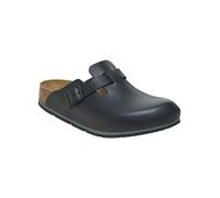 Birkenstock Damen Herren Boston Pro Hausschuhe Leder Pantoletten - Clogs - Zertifiziert nach EN ISO 20347:2043 - Berufsschuhe für Medizin, Gastronomie und Service - Schwarz - 38