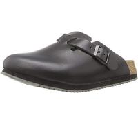 Birkenstock Boston Super Grip aus Naturleder - Herren und Damen Clogs Berufsschuh - Rutschhemmende Gummi-Eva-Sohle nach EN ISO 20347 - Anatomisch geformtes Kork-Latex-Fußbett - Schwarz - Schmal - 36