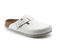 Birkenstock Boston Super Grip aus Naturleder - Herren und Damen Clogs Berufsschuh - Rutschhemmende Gummi-Eva-Sohle nach EN ISO 20347 - Anatomisch geformtes Kork-Latex-Fußbett - Weiß - Normal - 44