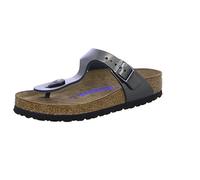 BIRKENSTOCK Classic 1003676 Gizeh Leder Softfootbed, Damen Zehentrenner, Grau (Metallic Anthracite), 37 EU (4.5 UK)