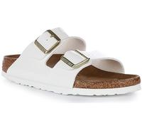 Birkenstock Arizona Damen Pantolette Birko-Flor Lack 37, Schmal, Patent White