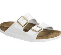 Birkenstock Arizona Damen Pantolette Birko-Flor Lack 38, Schmal, Patent White