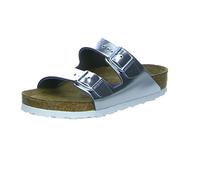 Birkenstock Classic 1005960 Arizona Leder Softfootbed, Damen Pantoletten, Silber (Metallic Silver), 38 EU (5 UK)