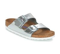 Birkenstock Arizona Weichbettung Damen Pantolette Leder Metallicausführung 38, Schmal, Metallic silver