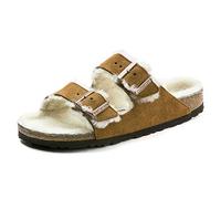Birkenstock Damen Arizona Shearling Suede Leather Sandalen braun 38