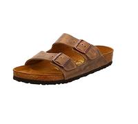 Birkenstock Herren Arizona Greased Leather Pantoletten, Braun (Tabacco Brown), 40 EU Schmal