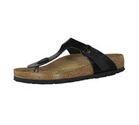 Birkenstock Classic Gizeh Birko-Flor, Damen Zehentrenner, Schwarz (Schwarz Lack), 37 EU