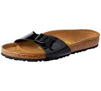 BIRKENSTOCK Classic Madrid Birko-Flor, Damen Pantoletten, Gr.-38 EU,Schwarz (Schwarz Lack)