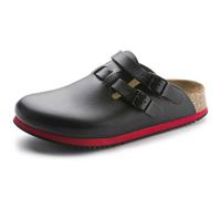 Birkenstock Clog Kay Superlauf, WB, Naturleder, schwarz/rot, schmal, Größe 36 582636-36 (Damen-Clog Sandale Sandalette Pantoffel Pantolette Latsche Halbschuh Ristriemen Clogs Clogen Schluffen)