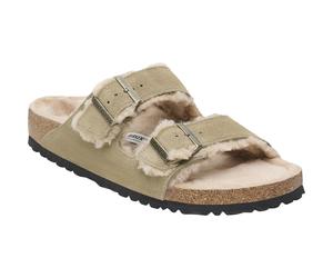 Birkenstock Damen Arizona Shearling Suede Sandale (Größe 38, beige)