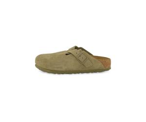 Birkenstock Damen Clogs BOSTON NARROW aus Veloursleder, khaki, Gr. 38EU