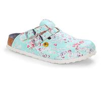 Birkenstock Damen Clogs Kay ESD Birko-Flor - Flowers Fields Mint - Schmal EU 36
