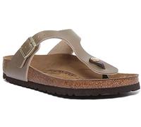 Birkenstock Zehentrenner GIZEH, in Metallic-Optik 35 goldfarben Damen Hausschuhe Winterschuhe 35 goldfarben