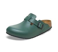 Birkenstock Damen Herren Boston Pro Hausschuhe Leder Pantoletten - Clogs - Zertifiziert nach EN ISO 20347:2043 - Berufsschuhe für Medizin, Gastronomie und Service - Thyme - 45 - Schmal