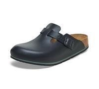 Birkenstock Damen Herren Boston Pro Hausschuhe Leder Pantoletten - Clogs - Zertifiziert nach EN ISO 20347:2043 - Berufsschuhe für Medizin, Gastronomie und Service - Schwarz - 36 - Schmal