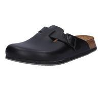 Birkenstock Boston Super Grip aus Naturleder - Herren und Damen Clogs Berufsschuh - Rutschhemmende Gummi-Eva-Sohle nach EN ISO 20347 - Anatomisch geformtes Kork-Latex-Fußbett - Schwarz - Normal - 38