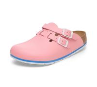 Birkenstock Damen Herren Kay Pro Hausschuhe Leder Pantoletten - Clogs - Zertifiziert nach Norm EN ISO 20347:2022 - Berufsschuhe für Medizin, Gastronomie und Service - Coral Shell - 39