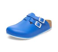 Birkenstock Damen Herren Kay Pro Hausschuhe Leder Pantoletten - Clogs - Zertifiziert nach Norm EN ISO 20347:2022 - Berufsschuhe für Medizin, Gastronomie und Service - Blau - 39