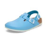 Birkenstock Damen Herren Tokio Pro Hausschuhe Leder Pantoletten - Clogs - Zertifiziert nach Norm EN ISO 20347:2145 - Berufsschuhe für Medizin, Gastronomie und Service - Sky Blue - 40 Schmal