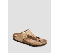 Birkenstock Gizeh Big Buckle Natural Leather Patent Regular Damen-pantoletten In Beige 1026550-hsnb Beige 41