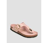 Birkenstock Gizeh Big Buckle Natural Leather Patent Regular Pantoletten Für Damen In Beige 1026550-hsnb Beige 40