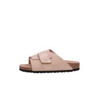 Birkenstock Kyoto Nubuck Leather Narrow Pantoletten Für Damen In Beige 1026560-nude Beige 37