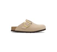 Birkenstock Leder-Clogs "Boston Big Buckle" in Sand - Größe 39 | Damen Pantoletten