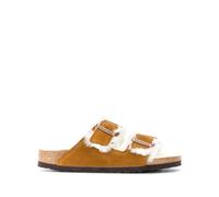 Birkenstock Loafer - Faux Fur Lined Classic Sandals With Adjustable Buc - Gr. 40 (EU) - in Braun - für Damen