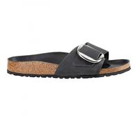 Birkenstock Damen Madrid Big Buckle Black, Oiled Leather FLIP Flops, 42 EU
