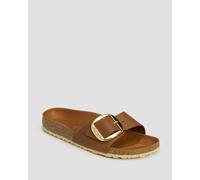 Pantoletten Birkenstock Women Madrid Leather Big Buckle Cognac Narrow-Schuhgröße 40