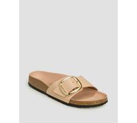 Birkenstock Pantoletten für Damen Madrid Big Buckle 1026496 Natural Leather Patent Beige Größe 38