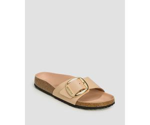 Birkenstock Madrid Big Buckle Natural Leather Patent Damen-pantoletten Aus Leder 1026496-11697 Beige 41