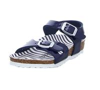 Birkenstock Mädchen Rio Birko-Flor Vernis Sandale, Nautical Stripes Navy Blau