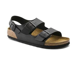 Birkenstock Milano BF Unisex-Erwachsene Naturleder Knöchelriemchen Sandalen, Schwarz (Schwarz), 38 EU, 34791