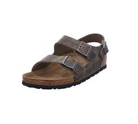Birkenstock Milano Unisex-Sandalen aus echtem Leder für Erwachsene, Kaki verblasst, 44 EU Stretta